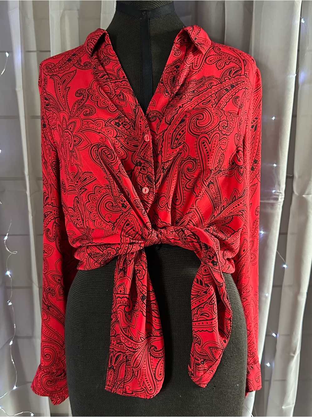 The limited Ashton red and black paisley button up shirt Sz L